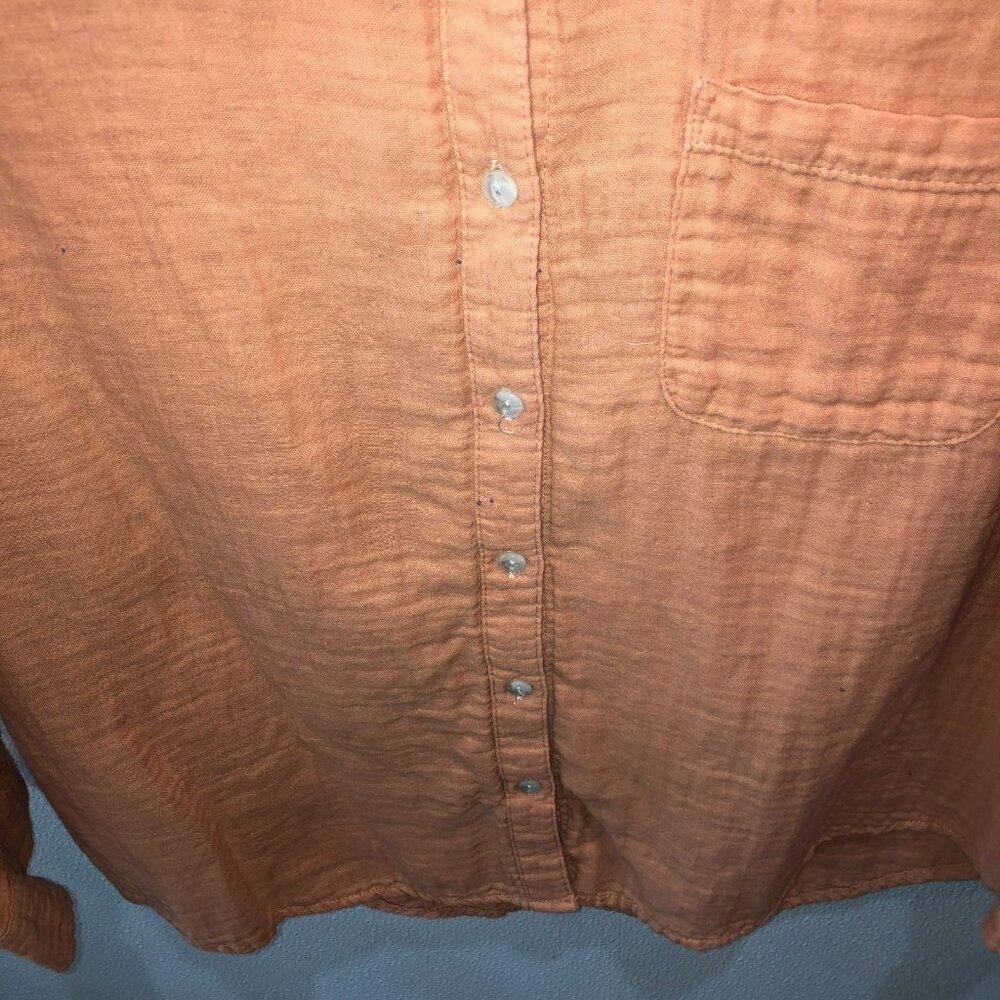 Universal Thread Womens Medium Peach Gauzy Crepe Long Sleeve Shirt Size M - Picture 5 of 11